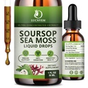 (2 pakkaus) Organic Soursop Graviola with Sea Moss Liquid Drops, Soursop Bitters Liquid Rich in Multivitamiini Natural Antioxidantti, Immuuni Boost, Cell Support & Regeneration, Ananas Flavor