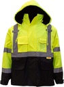 Troy Safety Miesten Ansi luokka 3 Korkea näkyvyys turvallisuus pommitakki vetoketju, PVC tasku, musta pohja, Määrä 1 (Medium,Lime vihreä)