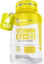 Immuunijärjestelmän tuki K2-vitamiini (MK7) D3 5000 Iu täydentää + Bioperine (Black Pepper) 