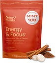 NeuroGum Energy Kofeiini Mints (180 Pieces) - Sokeri Ilmainen L-theaniini + luonnon kofeiini + B12-vitamiini B6 - Nootropic Energy & Focus Supplement for Women & Men - Keto & Vegan, Kaneli maku