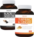 Kurkumallisten & inkiväärien & inkivääri & musta siemenöljy - Golden Harmony Blend - Kurkumallinen & inkivääri 95% Curcuminoids & Bioperine (90 kapselia) & Musta siemenöljy (ei-GMO) 100% Kylmäpaineinen kumina siemenöljy