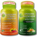 Lisäykset STUDIO Liposomaalinen C 1100 mg Liquid Gel kapselit - Bundle jopa kanssa - Liposomal Glutatione 500 mg täydennysosa