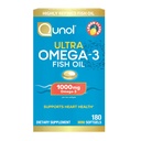 Qunol Fish Oil Omega 3 Mini Softgels, 1000 mg Omega 3 EPA + DHA, Ultra Pure Lisäravinteet, Heart Health Support, sitruunamaku, helppo niellä Minis, 3 kuukauden toimitus, 180