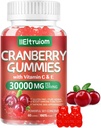 Karpalo Gummies Virtsateiden terveys naisille ja miehille, 50X konsentraatti Extrac, C-vitamiini & E, karpalo Gummies naisille Hibiscus tukea Immuuni, 60 kreivit
