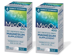 Mag-Ox 400 Magnesium Mineraaliruokavalion lisätabletit, 483 mg Magnesiumoksidia, farmaseuttinen luokka, 120 kreivi (pakkaus 2)
