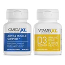 OmegaXL Joint Support Supplement - 60 Softgels & VitamiiniXL D3 Korkea teho Päivittäinen D-vitamiini 5000 IU 125 mcg Immunosupport Supplement (30 Softgels) - 2 pakkaus