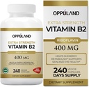 Riboflaviini B2-vitamiinin täydennysosa - B-2 vitamiini - Tehostaa energian aineenvaihduntaa & solufunktio - Päivittäinen ravitsemus täydentää miesten & naisten - 400 mg kapselit - 240