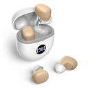 Kuulolaitteet, ladattavat kuulolaitteet senioreille, joilla on melusuojaus, pieni korvassa Ei vinkuvaa kuulovahvistinta Päivitys maksimaalinen voitto 40dB Oval Lataus tapauksessa LED Power Display, Beige