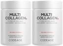 Koodage Multi Collagen kapselit ... 5 Kollageenityypit I, II, III, V & X... Hydrolysoitua ruohorehua sisältävää naudan proteiinia, jossa on Ashwagandhaa, Amlaa ja vitamiineja...