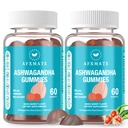 AFXMATE Ashwagandha Gummies & D-vitamiini Gummies for men & women 120 Count Aswangdha Supplement (Non-GMO, sokeriton & Gluteeniton)