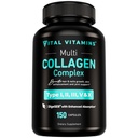 Vitaalivitamiinit Multi Collagen for Women & Men - tyyppi I, II, III, V, X - Grass Fed, non-GMO - 150 kapselia