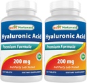 Best Naturals Hyaluronic Acid 200 mg 120 tablettia (ei-muuntogeenisiä organismeja, gluteeniton) - Edistää nuorten terve iho & terve yhteinen toiminto (120 laatikko 2)