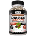 Kaya Naturals Ashwagandha 1300mg, 120 Count Capsules for Stress Relief, Adrenal, Mood & Khyroid Support, Black Pepper ja 100% Pure Ashwagandha -120 kapselit
