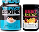 Nutrology Beet Natural O2, Pre workout Powder, Passion Fruit Flavor (30 tarjoilua) TRIPACT Protein Powder, 7-in-1 Ateriankorvike Shake, Vanilla Latte Cinnamon Flavor (20 tarjoilua)
