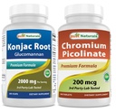 Best Naturals Konjac Glucomannan juuri 2000 mg & Kromipikolinaatti 200 mikrog