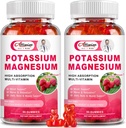 2 Pack Kalium Magnesium Supplement Gummies - Kaliumsitraatti & Magnesium Glycinate jalkakramppeja ja lihasten, mielialan ja rentoutumista, energiatuki B6-vitamiini, D3, C Vadelma maku