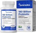 Valitse Formula Probiootit 180 miljardia PMY - 18 kanta + Lactoferriini + Prebiootit - Immuuni, Ruoansulatuselimistön terveys - Ummetus, ripuli, kaasu & turvotus - naisille ja miehille - 120ct