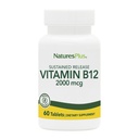 Natures Plus B12-vitamiini (Metyylicobalamiini), kestävä julkaisu - 2000 mikrog, 60 kasvisruokaa Tabletit - Korkea teho Punainen verisolu tuki - Natural Energy Booster - Gluteeniton - 60 tarjoilua