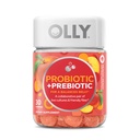 Olly Probiootti + Prebiootti Gummy, 500 miljoonaa PMY, FOS, Aikuisten pureskeltava täydentää miehille ja naisille, Peach Flavored, 30 päivän tarjonta - 30