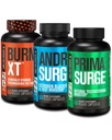 Jacked Factory Androsurge Estrogeenisalpaaja miehille + Primasurge Testosteroni Booster miehille + Palaa XT Burn-XT termogeeninen rasvanpolttaja - ruokahalua Suppressantti laihtuminen