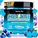 Kreatiini Monohydraatti Gummies,6200 mg miehille ja naisille, purutabletti parantaa lihasten kasvua, voimaa ja hyödyntämistä, sokeriton pre-Workout täydentää,120 Count, Blueberry maku