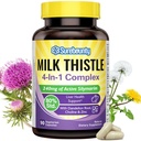 4-in-1 Milk Thistle Complex miesten ja naisten, Milk Thistle Extract kanssa 240 mg aktiivinen Silymarin, 80% Std, voikukka, koliini, sinkki, maksa Detox & Repair, ei-GMO, kerran päivässä, 90 kasvis Caps