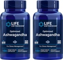 Life Extension Optimoitu Ashwagandha, 150 Veg Caps (Pack of 2) - Ei-GMO, Gluteeniton, Kasvissyöjä Kapselit