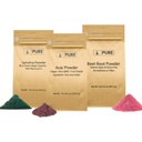 PURE ALKUPERÄISET AINEET juurijuurikas, spirulina ja Acai jauhe Bundle, eri kokoja, ei GMO, kasviperäisten lisäravinteet