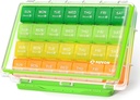 AUVON Kosteus-Proof Kuukauden pilleri Organizer, Suuri 28 päivää pilleri laatikko Irrotettava 4 viikkoa Lääkkeet Organizer Rows, Matkustaa-ystävällinen tallentaa kalaöljyjä, Vitamiinit, Lisäravinteet, Lääkkeet