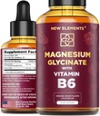 Liquid Magnesium Glycinate Drops with vitamiin B6 - Magnesium Supplement 500mg & B6 100mg ...
