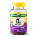 Spring Valley aikuisten Gummy B12-vitamiini, aineenvaihdunta tuki, luonnon hedelmien maku, 100 Gummy