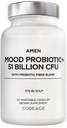 Aamen Mood Probiotic Supplement 51 miljardia PMY - Organic Prebiotics and Probiotics - Acidophilus Probiotic Pills, Fibers - Mood Organic Ashwagandha, Mustikat - Vegan & non-GMO - 60 kapselia