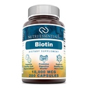 Biotiini 10 000 Mcg 200 kapselia (ei-GMO) - tukee terveitä hiuksia, ihoa ja kynsiä - edistää solujen nuorentamista ja energian tuotantoa