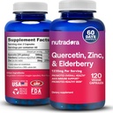 Quercetin 1000 mg kasviskapselit, ei-muuntogeeniset organismit, Elderberry Sinkki Quercetin lisäravinteet Tuet Immuuni, sydän- ja verisuonitauti ja hengitysteiden terveys, 120 kapselia (pakkaus 1)