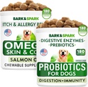 Dog Probiootit Chews + Omega 3 koirille Bundle - Kaasu, ripuli, Ummetus, Vatsavaivat Relief + Allergia ja kutina Relief - Ruoansulatuskanavan entsyymit + Prebiootit + Omega 3 - Iho- ja takkituki