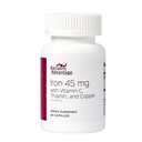 Bariatric Advantage Iron 45 mg yhdessä C-vitamiinin, tiamiinin ja kuparin kanssa lisääntynyttä imeytymistä ja käyttöä varten, helposti digestoituvat mahalaukun ohitusleikkauksen ja hihan mahalaukun leikkauksen potilaat - 60