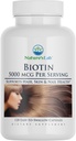 Nature's Lab Biotin 5000 mikrog - Edistää terveitä hiuksia, ihoa ja kynsiä - 120 kapselia (4 kuukauden tarjonta)