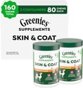 Vihreät Lisäravinteet Koiran iho ja takki täydentää kalaöljy & Omega 3 rasvahapot, kanan maku, 80-Count Tub, pakkaus 2