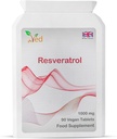 Ved RESVERATROL 1000 mg 90 tabletti, potent antioksidantit &, edistää anti-aging, kardiovaskulaarinen tuki, 90 päivän tarjonta per pullo.