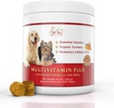 Dog Multivitamiinit ja lisäravinteet, Probiootit koirille w/Turmeric & Yucca, Probiootti koiran purukumia aivojen toimintaan, Gut & Immuunituki, Joint Health & Anti-Inflammatory Supplement, 60 Chews, 8.4 oz