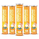 nutrazul Immuuni Triple Action Effervescent Tabletit C-vitamiini 1000 mg, D-vitamiini, Sinkki, Tuki päivittäin Rutiini, Gluteeniton, Sokeriton, Laktoositon, Oranssi maku, 20 tablettia (Pack of 5x20)