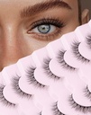 Vain kaikki Natural Lashes Wispy Lashes Natural Look Väärät silmäripsit Natural Flared Silmäripsit False Eye Laches Soft Fluffy Lashes 7 Parit D1 Natural (6-13MM)
