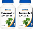 Nutricost Resveratrol 700mg; 120 Vihanneskapselit - 50% Trans-Resveratrol (2 pullot)