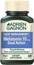 Adrien Gagnon - Melatoniini 10mg, Dual Action Time Release Melatoniini Syvälle unelle, Luonnollinen unilääkkeet aikuisille Extra Strength, 60 Vegan Melatoniini Nopea liuotus Tabletit