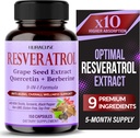 RESVERATROL 9-in-1 Formula - Milk Thistle, Turmeeric, Black Pepper ei-GMO, gluteeniton, soija-vapaa