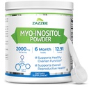 Zazzee Myo-Inositol Powder, 6 kuukauden tarjonta, 183 tarjoilua, 2000 mg per tarjoilu, ilmainen Scoop tarkka annostus, 12.91 Ounces, 100% puhdas, kaikki luonnolliset hedelmällisyys- ja lisääntymistuki, Vegan, ei-GMO