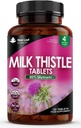 New Leaf Products Milk Thistle 1000 mg tabletit (4 kuukauden tarjonta) Korkea vahvuus 2000mg 80% Silymarin, Vegan tabletit, GMO-vapaa, gluteeniton 120 tablettia