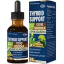 Kilpirauhasen tukipisarat - nestemäinen jodi, Gotas de YODO y Selenio para Tiroides, Con Rodiola Semenovii y Ortiga, Fight Brain Fog w/Ashwagandha & Rhodiola Extract Tincture.2 oz