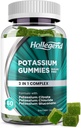 Kalium 3 in 1 Complex Gummies Sugar Free, Uusi Formula 99 mg Kaliumsitraatti, Kaliumkloridi, Kaliumglukonaatti, Jalkakrampit ja lihas täydentää, 60 purutablettia