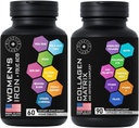 Kauneus Collagen Complex ja Vegan rauta täydentää naisille - ikä puolustus Bundle